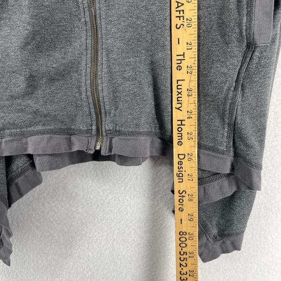 EILEEN FISHER Jacket M Stretch Organic Cotton Hoodie Full Zip Asymmetric Gray - Picture 14 of 15